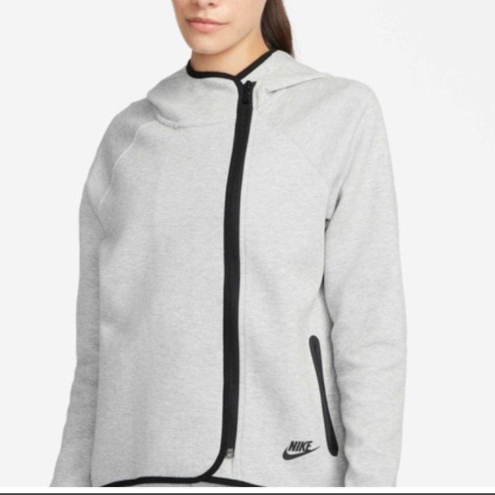 Nike Tech Fleece Asymmetrical Zip‎ Hoodie  Hi-low Grey Black Trim XS
